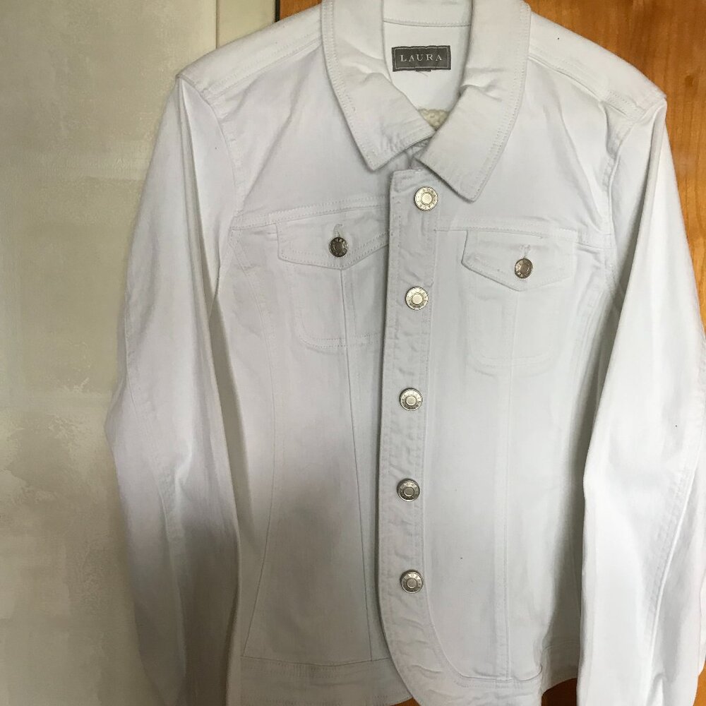Ladies White Jean Jacket size Large